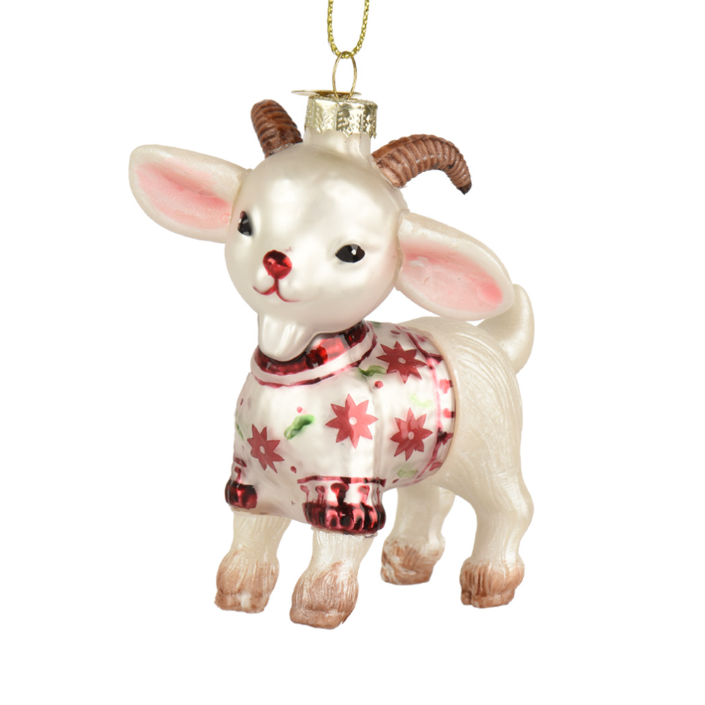 Decoris kerstornament - Geit met kersttrui