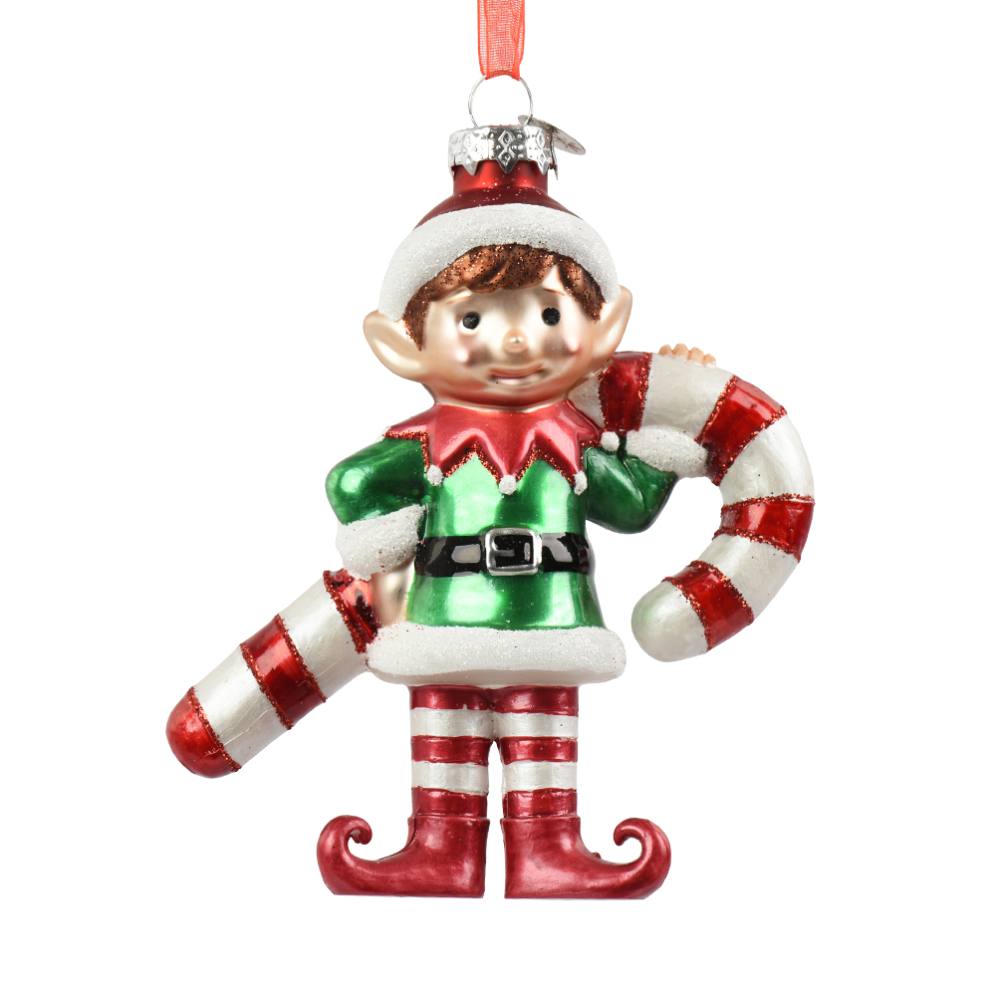 Decoris kerstornament - Elf met zuurstok