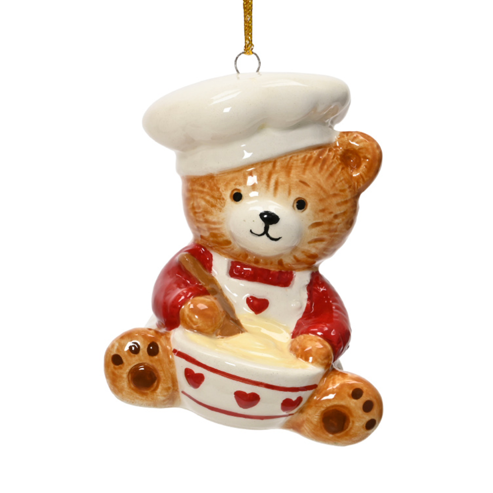 Decoris kerstornament - Beer met koksmuts