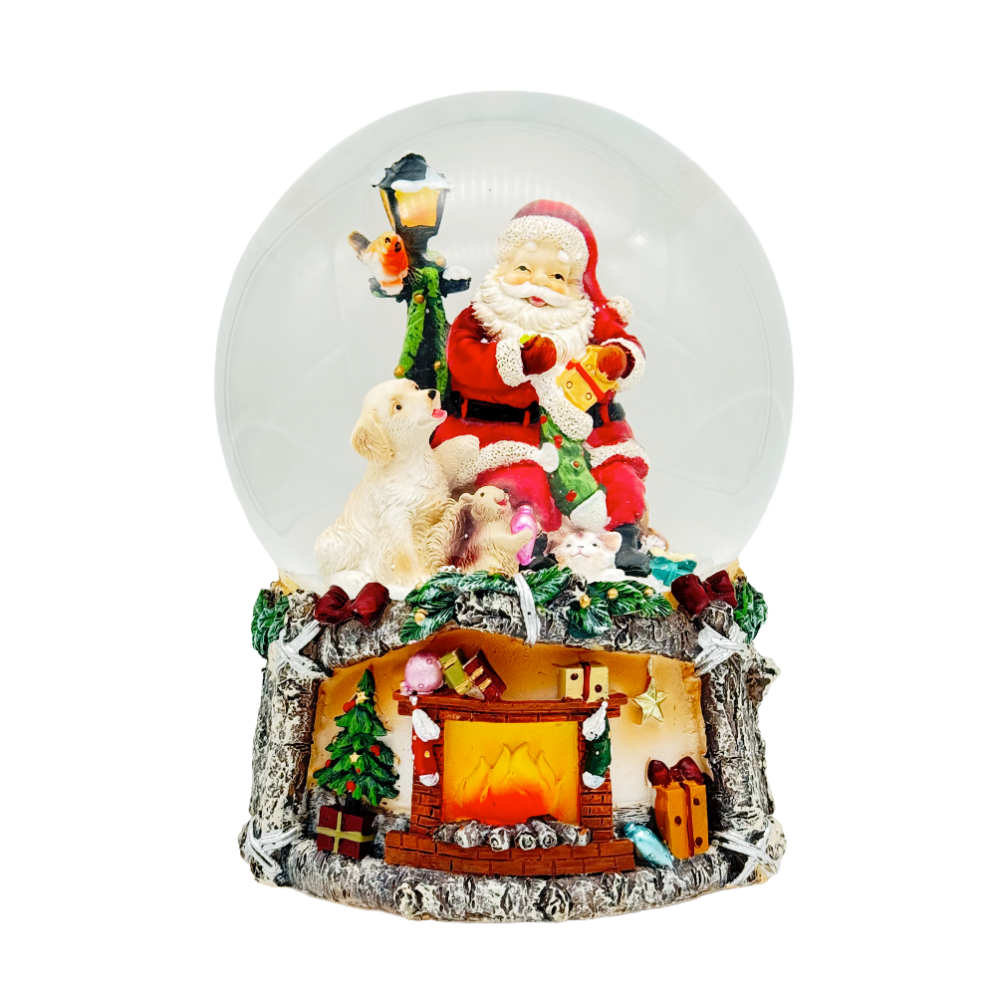 Sneeuwbol - Met kerstman en huisdieren