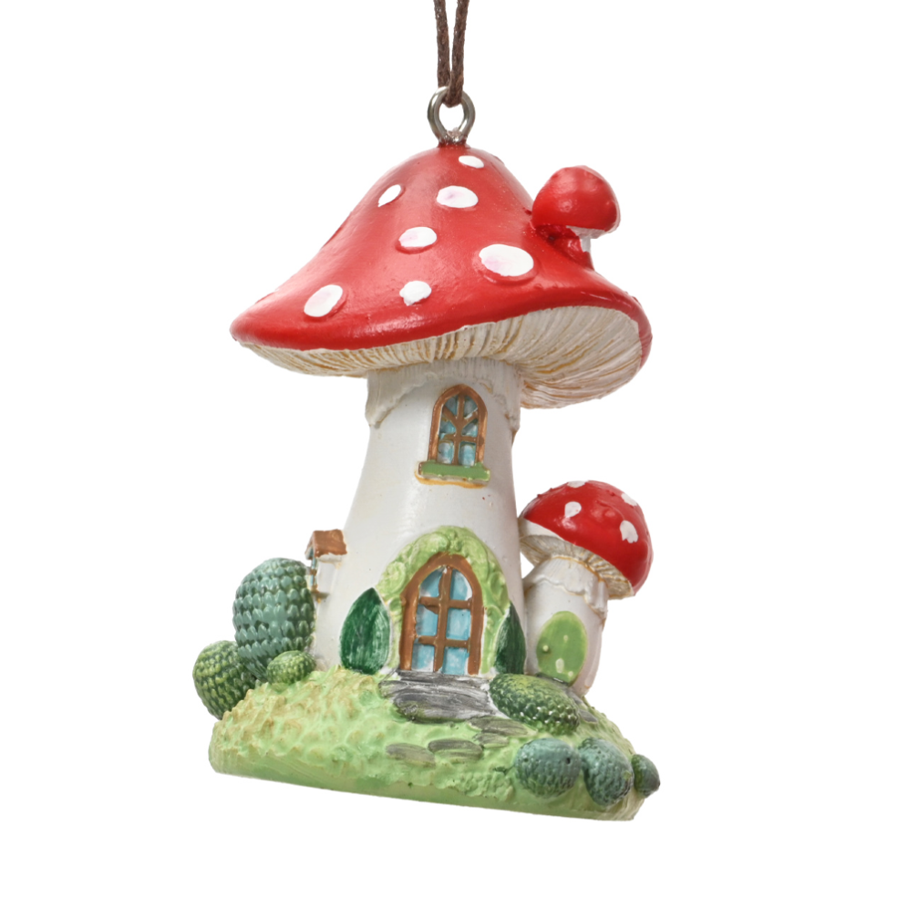 Decoris kerstornament - Paddenstoel huisje