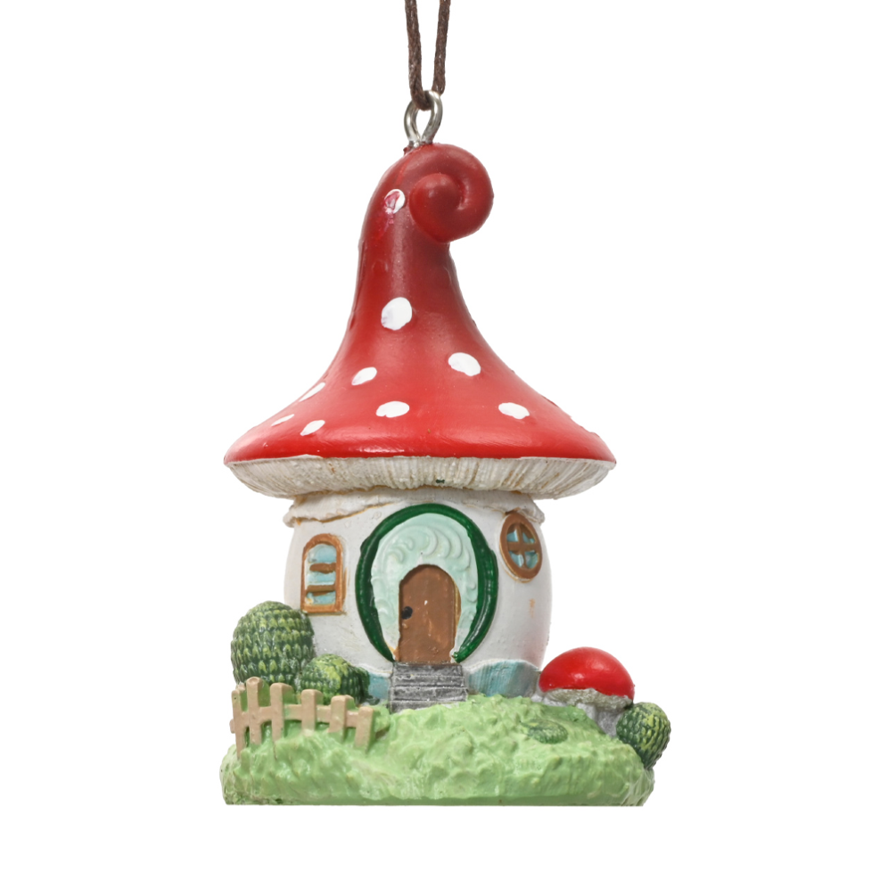 Decoris kerstornament - Paddenstoel huisje