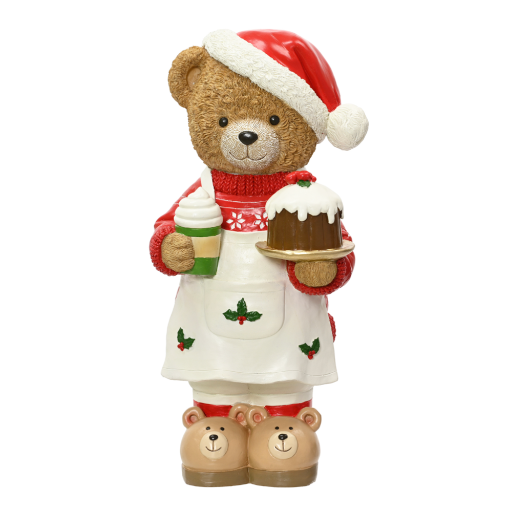 Decoris kerstbeeld - Beer met cake