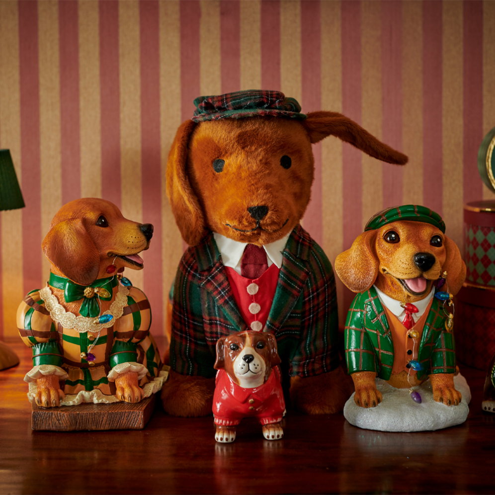 Decoris kerstbeeld - Hond met kerstlichtjes