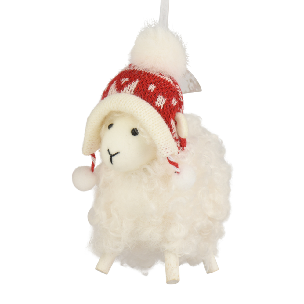 Decoris kerstornament - Schaap met kerstmuts