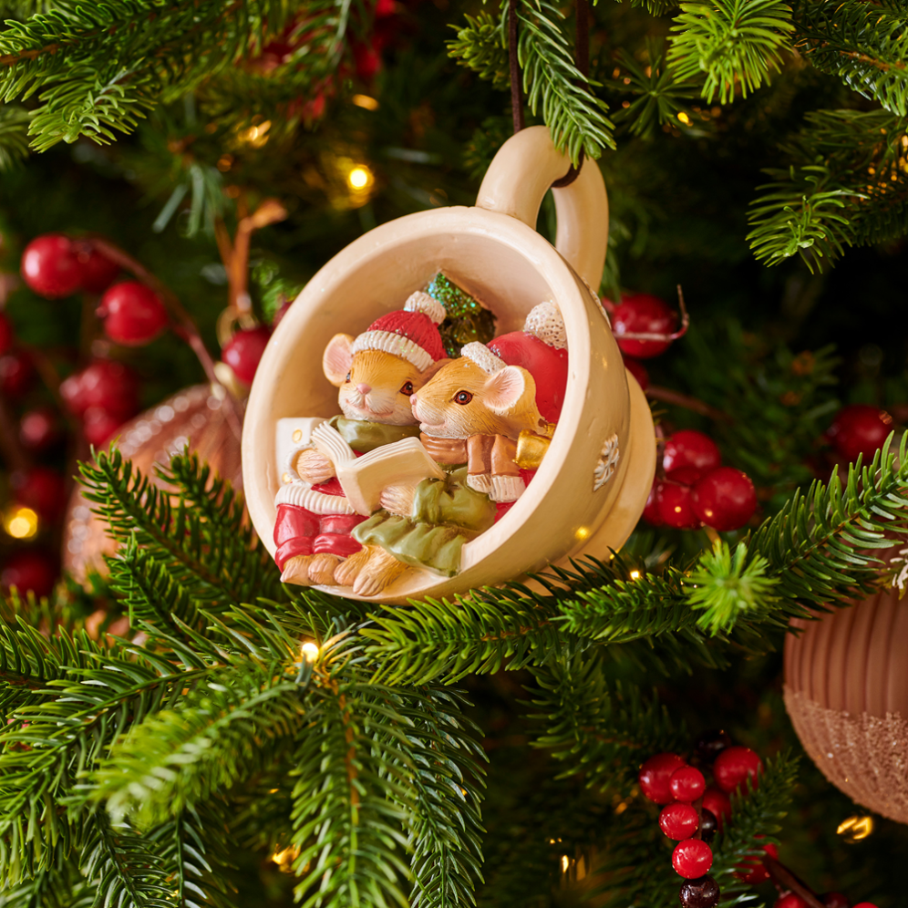 Decoris kerstornament - Muizen in theekop