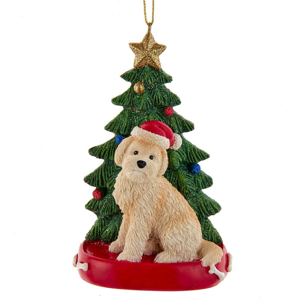 Kurt Adler kerstornament - Goldendoodle met kerstboom