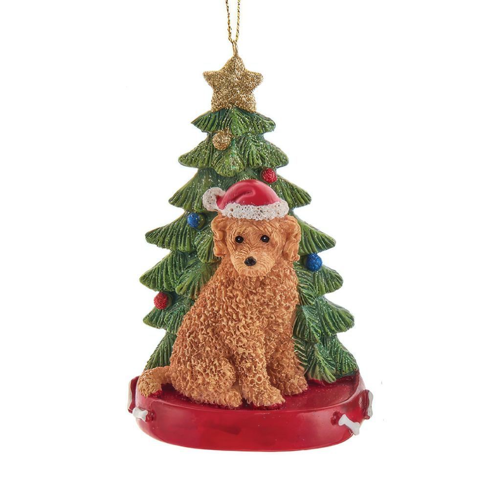 Kurt Adler kerstornament - Labradoodle met kerstboom