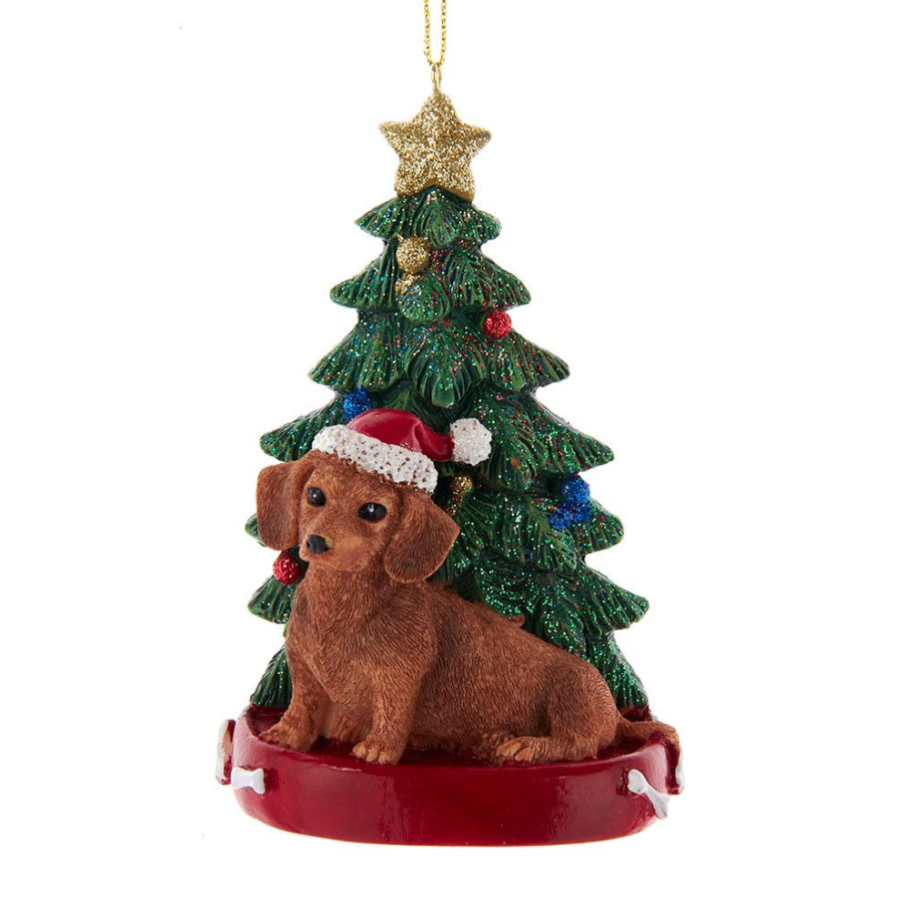 Kurt Adler kerstornament - Teckel met kerstboom
