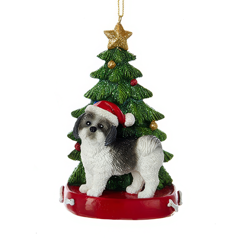 Kurt Adler kerstornament - Shih-Tzu met kerstboom