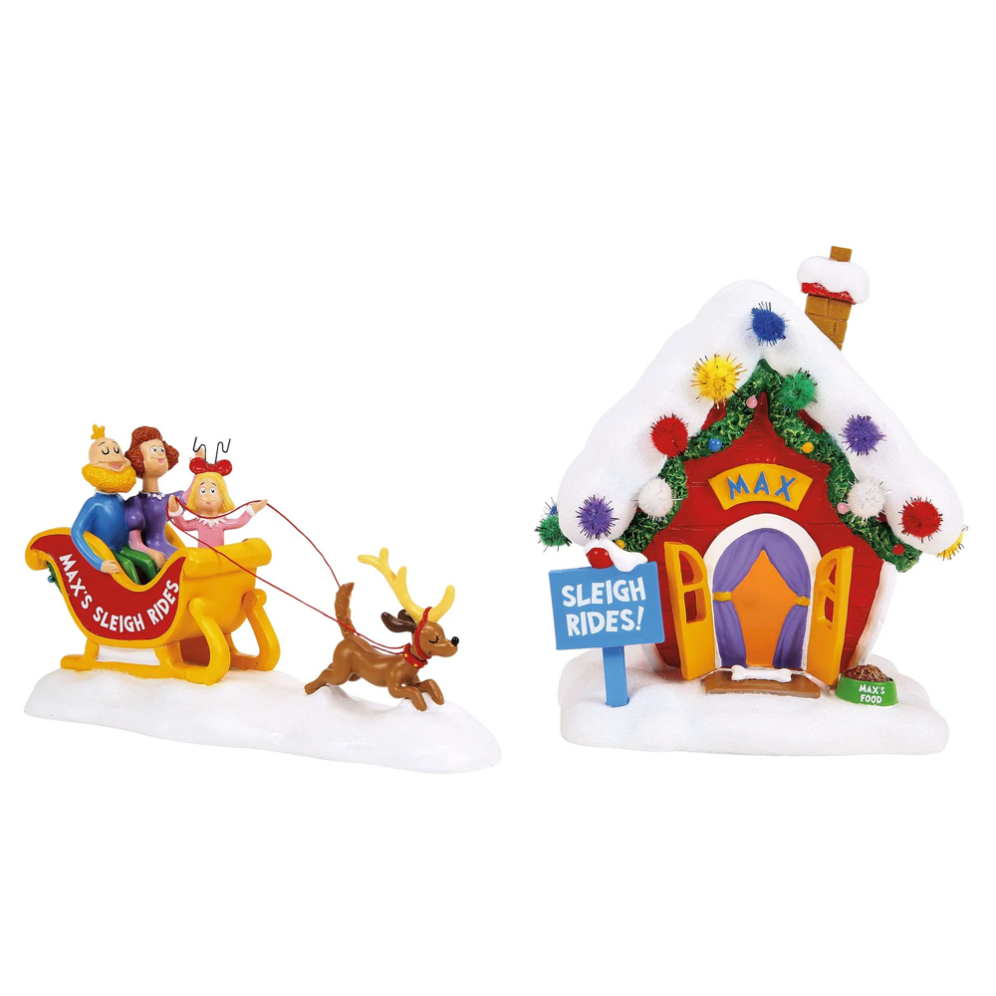 The Grinch Village kerstbeeld - Max's sleigh rides set