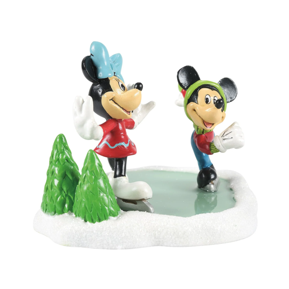 Disney Village kerstdorp figuur - Mickey en Minnie Mouse - Mickey & Minnie skating