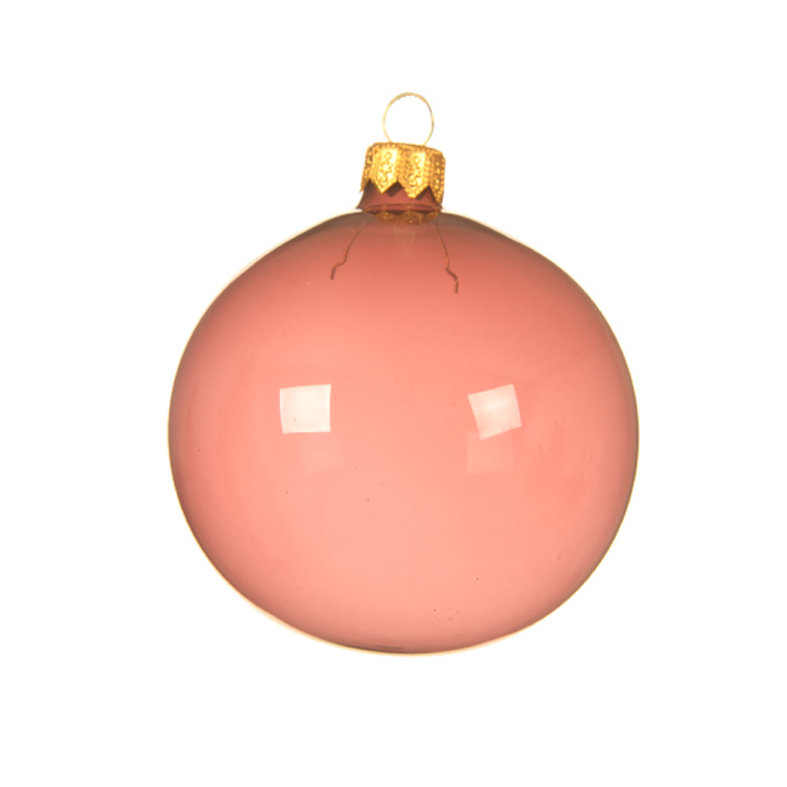 Glazen kerstbal - Doorzichtig - Roze - 8cm