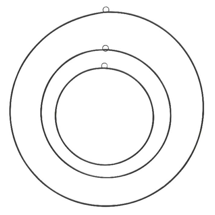 Kerstkrans - Metalen ringen - Zwart - Set van 3