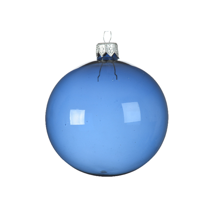 Glazen kerstbal - Doorzichtig - Donker blauw - 8cm