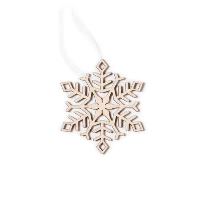 Houten kerstornament - Sneeuwvlok - 6,5cm