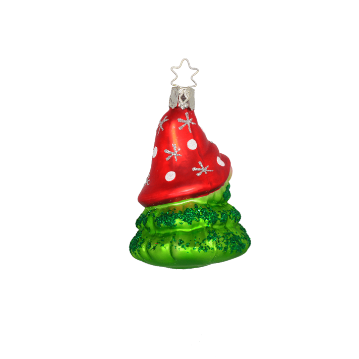 Inge Glas glazen kerstornament - Bos gnoom - Goud en rood