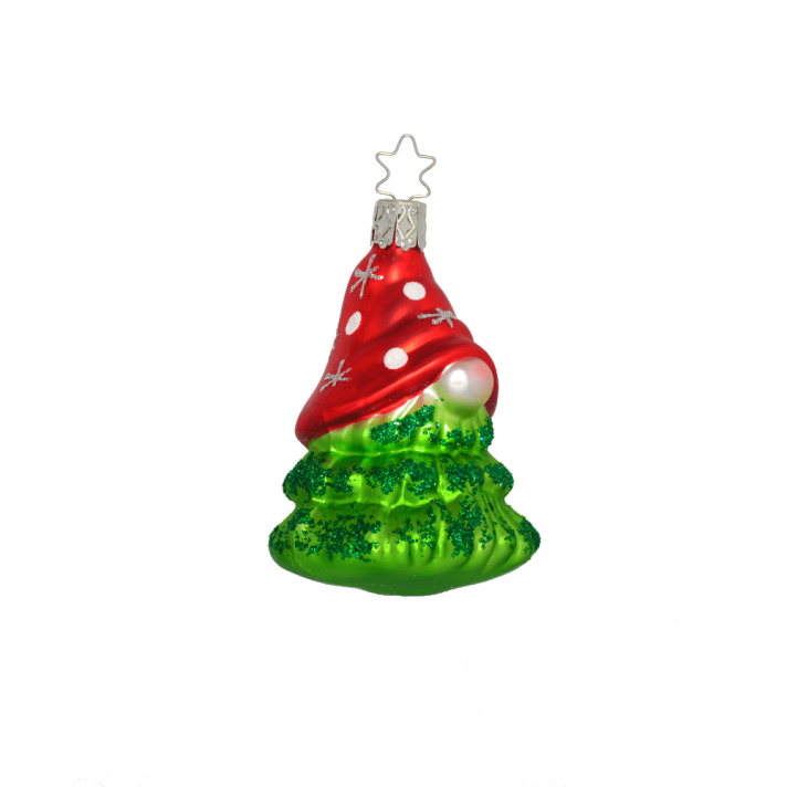 Inge Glas glazen kerstornament - Bos gnoom - Goud en rood