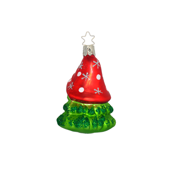 Inge Glas glazen kerstornament - Bos gnoom - Goud en rood