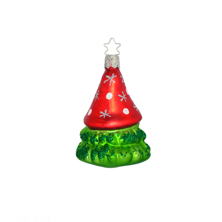 Inge Glas glazen kerstornament - Bos gnoom - Goud en rood