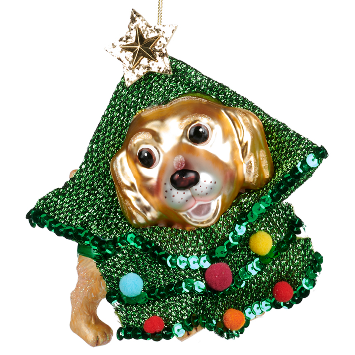 Goodwill kerstornament - Hond in kerstboom kostuum