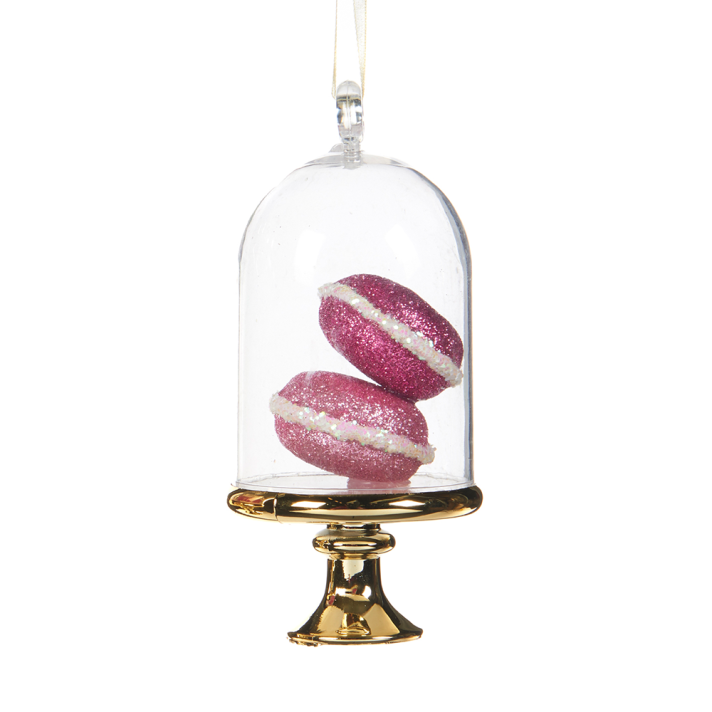 Goodwill kerstornament - Stolp met macarons - Goud en roze - 13cm