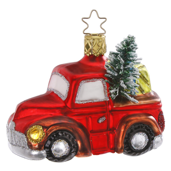 Inge Glas kerstornament - Truck met kerstboom