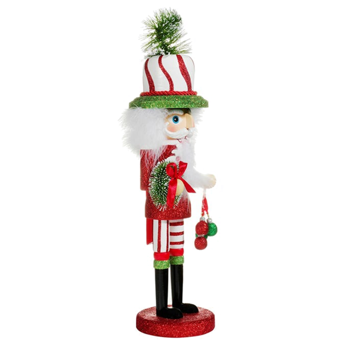 Kurt Adler Hollywood Notenkraker - Met kerstkrans- Rood en groen - 45cm