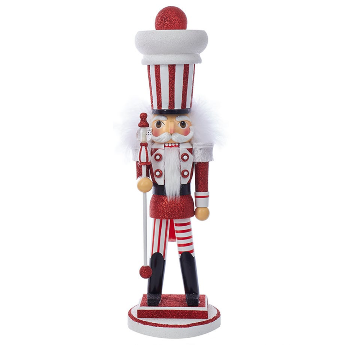 Kurt Adler Hollywood Notenkraker - Met trommel - Rood en wit - 43cm