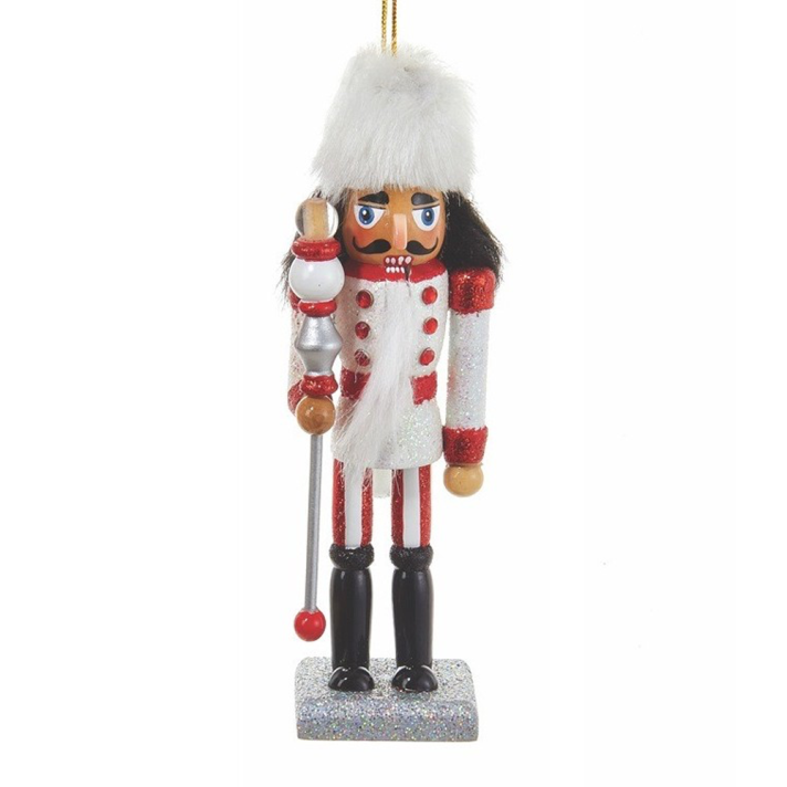 Kurt Adler Hollywood Notenkraker - Hanger wacht met pluche muts - Wit - 15cm