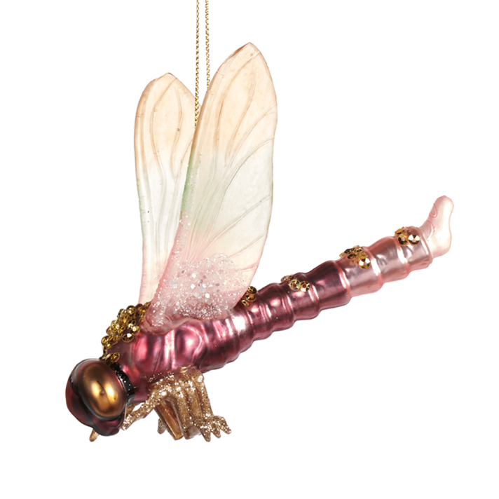 Goodwill glazen kerstornament - Libelle - Roze