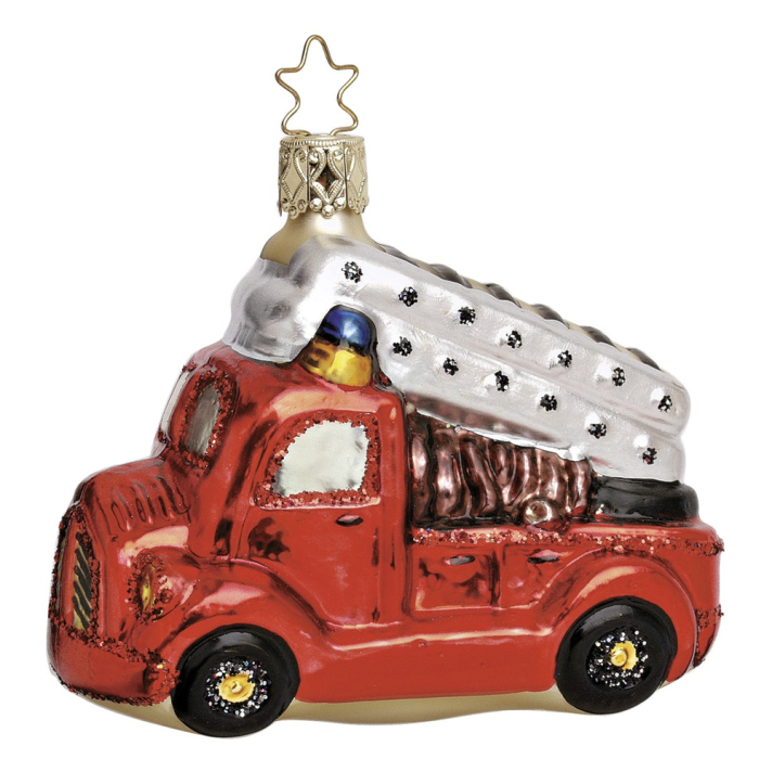 Inge Glas kerstornament - Brandweerwagen