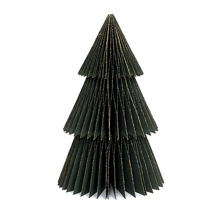 Only Natural papieren kerstboom - Met gouden glitters - Groen - 22,5cm