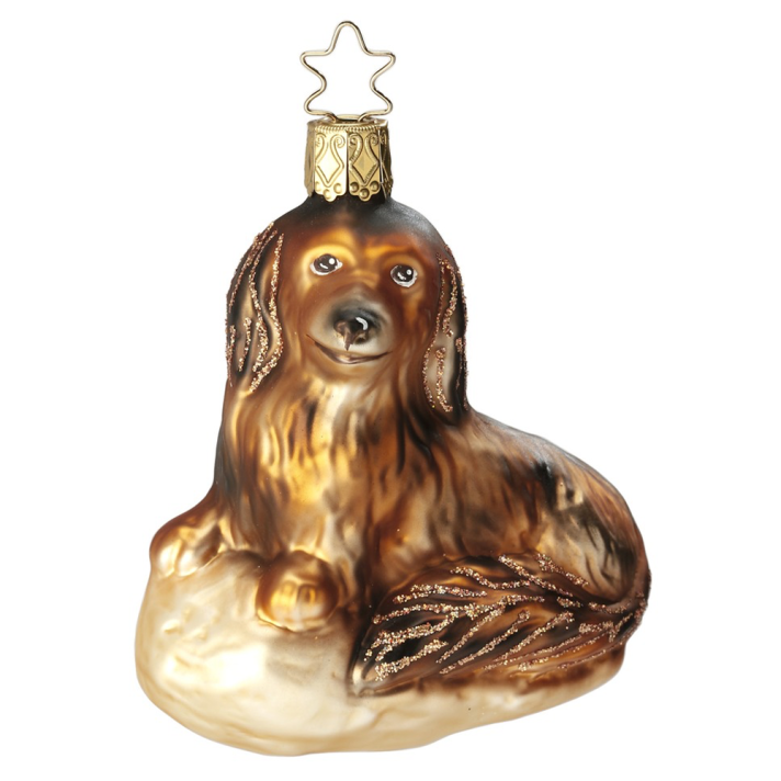 Inge Glas kerstornament - Langharige teckel