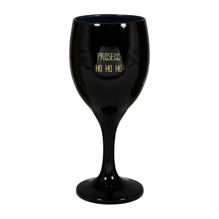 My Flame soja kaars - In proseccoglas met "Prosecc Ho Ho Ho" - Zwart