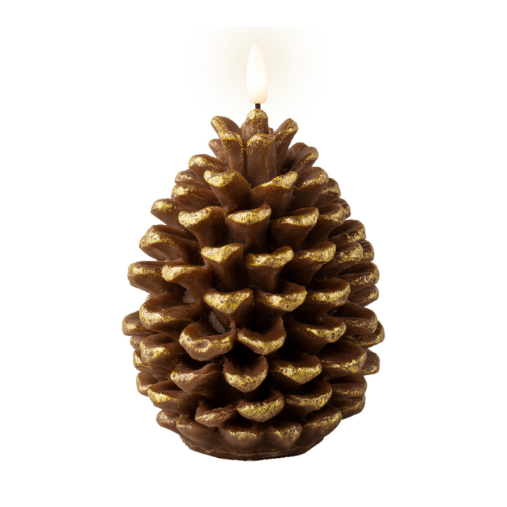 Lumineo LED kaars - Dennenappel - Bruin - 15cm
