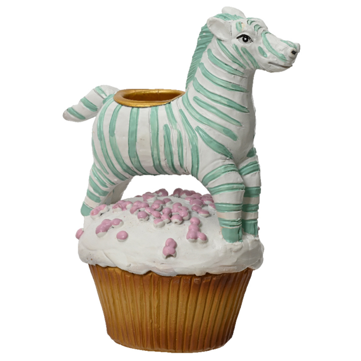 Waxinelichthouder - Zebra op cupcake - Groen