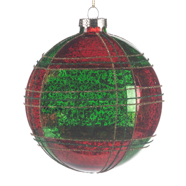 Goodwill kerstbal - Tartan - Groen en rood