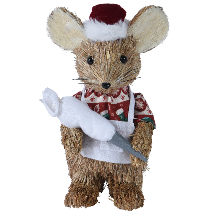 Stro muis - Met kerstmuts en spuitzak