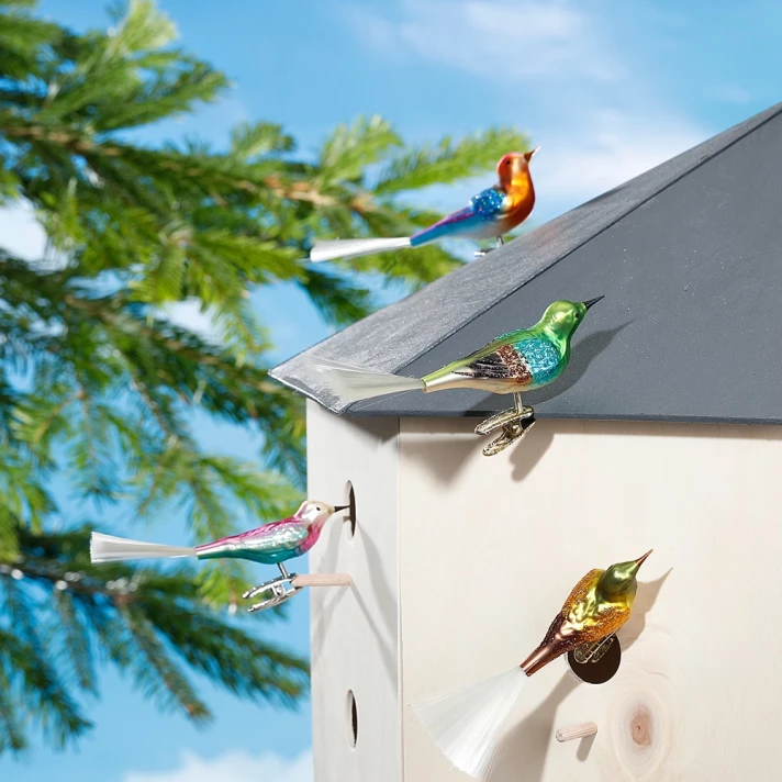 Inge Glas kerstornament - Vogel - Op clip