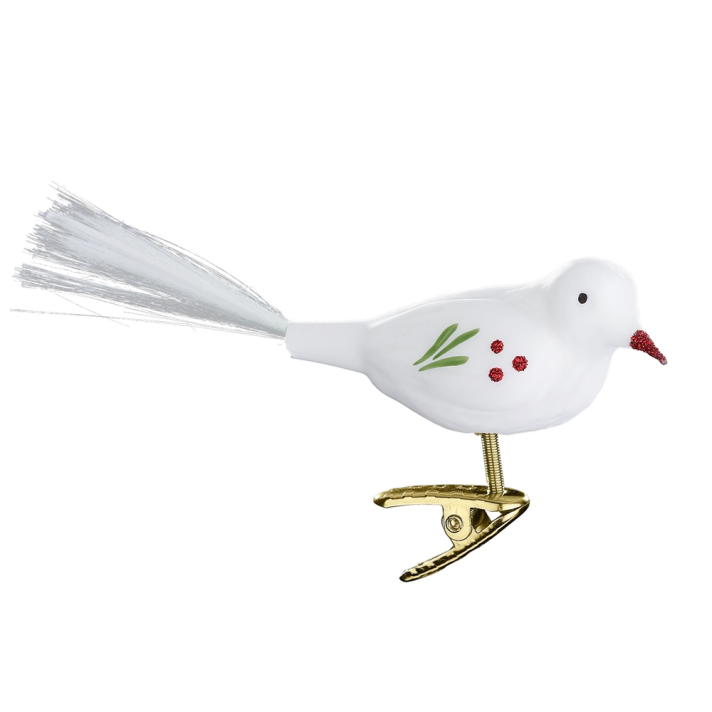 Inge Glas kerstornament - Vogel - Op clip