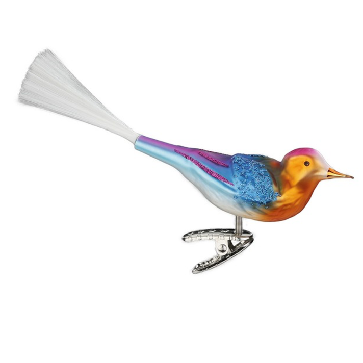 Inge Glas kerstornament - Vogel - Op clip