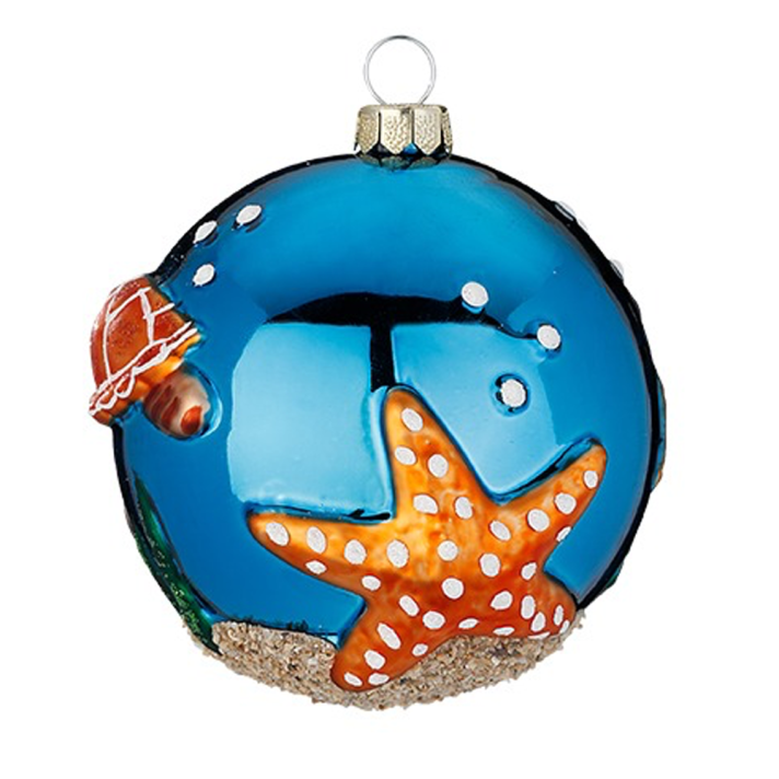 Glazen kerstbal - Met zeedieren