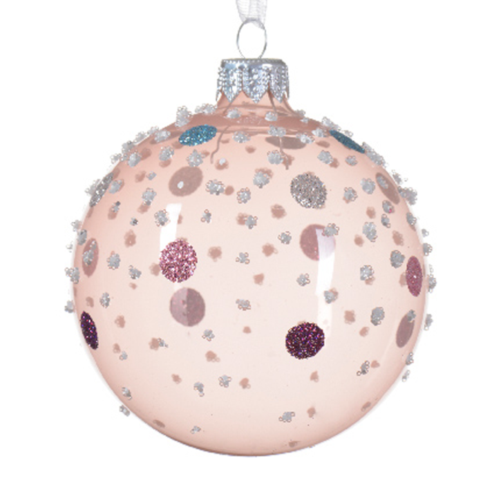 Glazen kerstbal - Met glitters - 8cm