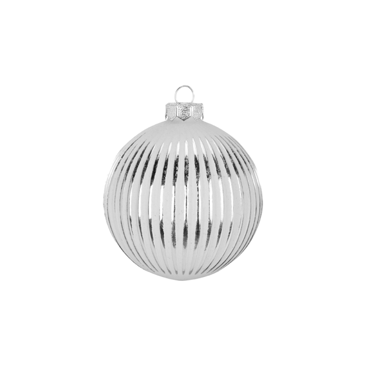 Glazen kerstbal - Met witte frost - Zilver - 8cm