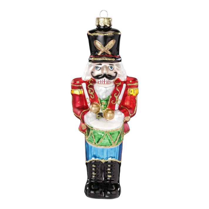 Glazen kerstornament - Notenkraker met trommel - 18cm