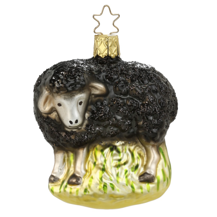 Inge Glas kerstornament - Zwart schaap