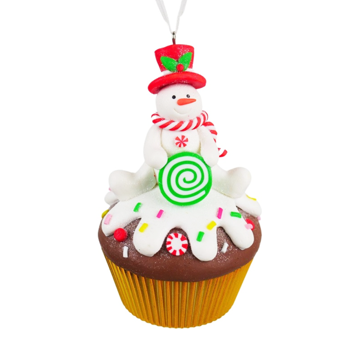 Kurt Adler kerstornament - Cupcake met sneeuwpop