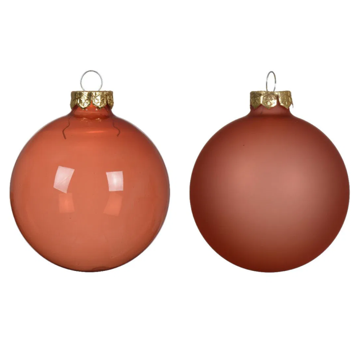 Decoris kerstballen - Oranje - Set van 4