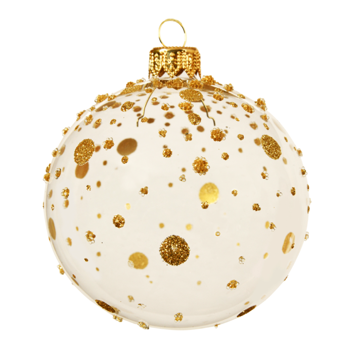 Glazen kerstbal - Helder - Met gouden glitters